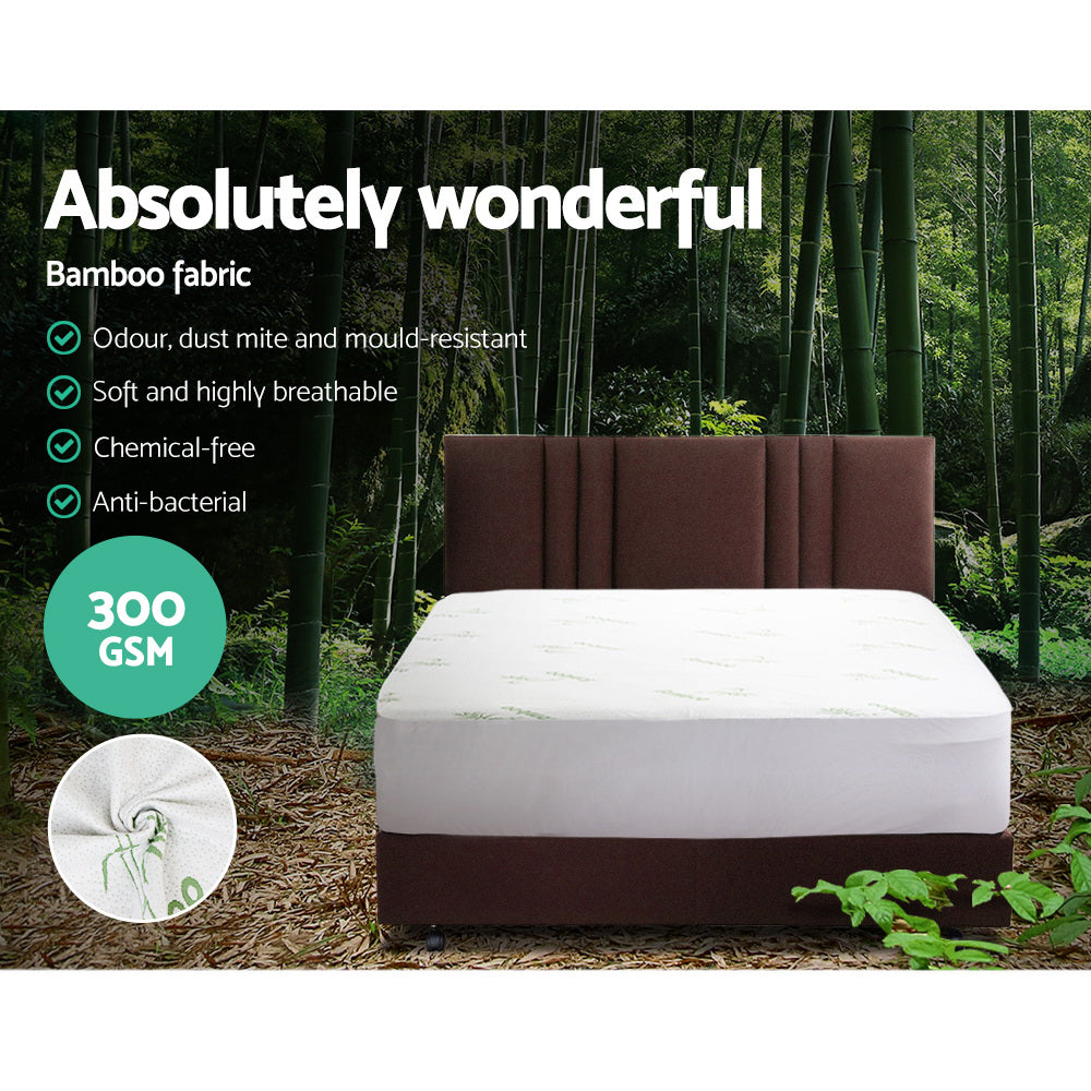 Giselle Bedding Bamboo Mattress Protector in queen size, showcasing its soft bamboo fabric and water-resistant PU coating.