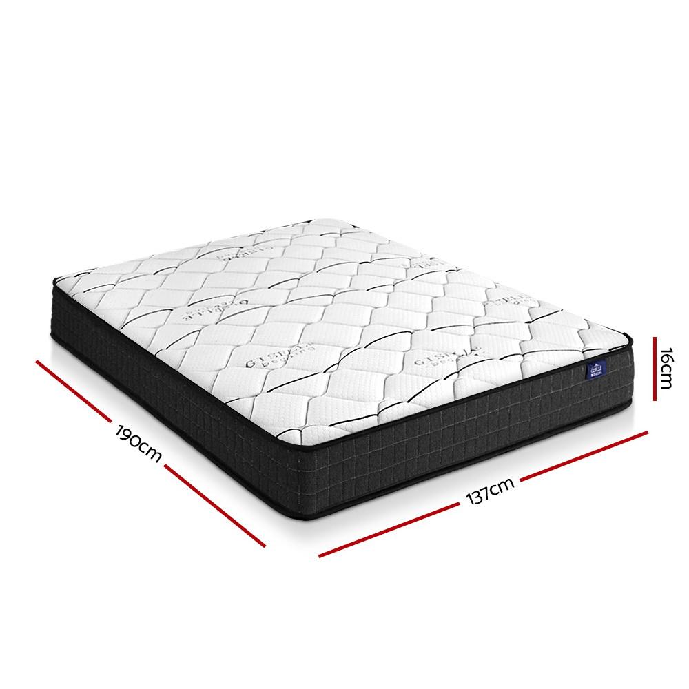 Giselle Bedding Glay Bonnell Spring Mattress, 16cm thick, double size with soft quilting and premium fabric.