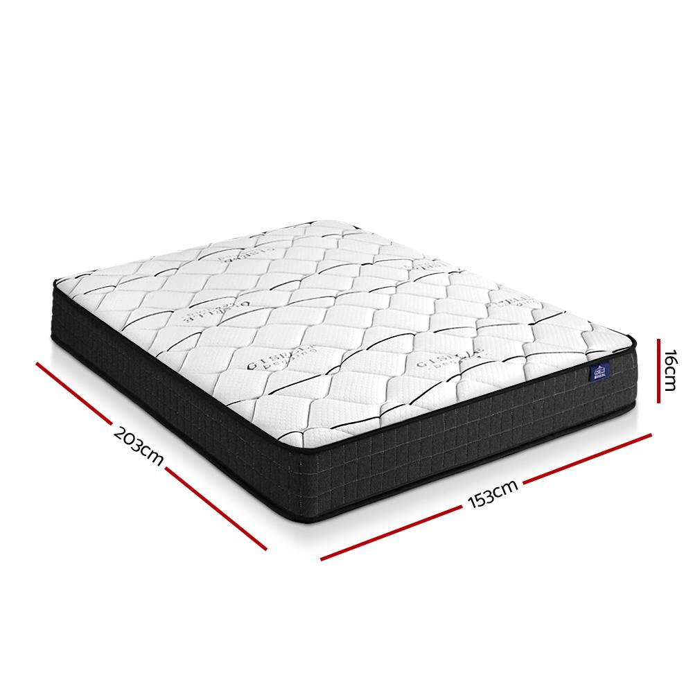 Giselle Bedding Glay Bonnell Spring Mattress, 16cm thick, queen size with soft quilting and Bonnell spring core.