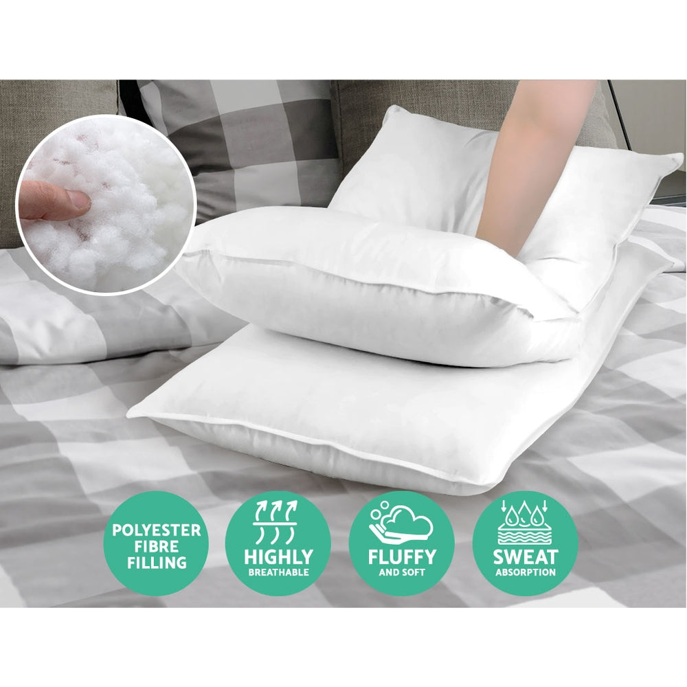 Giselle Bedding King Size 4 Pack Bed Pillows featuring two medium and two firm pillows with a soft cotton cover.