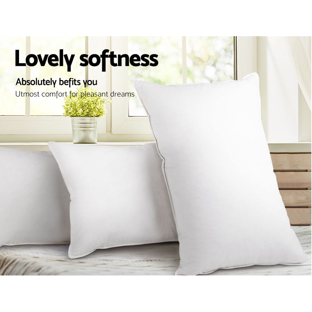 Giselle Bedding King Size 4 Pack Bed Pillows featuring two medium and two firm pillows with a soft cotton cover.