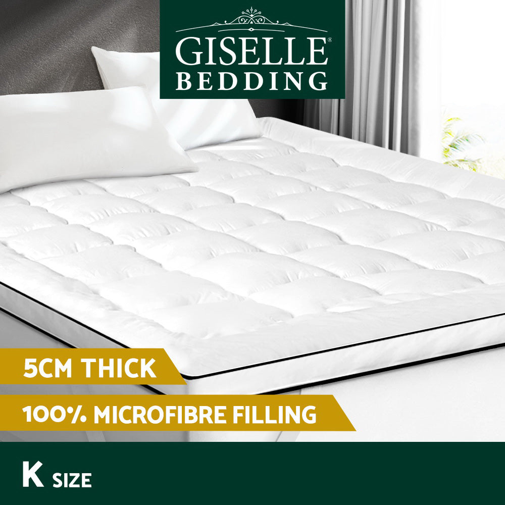 Giselle Bedding Mattress Topper Pillowtop in King size, featuring a plush microfibre filling and polyester cover for ultimate comfort.