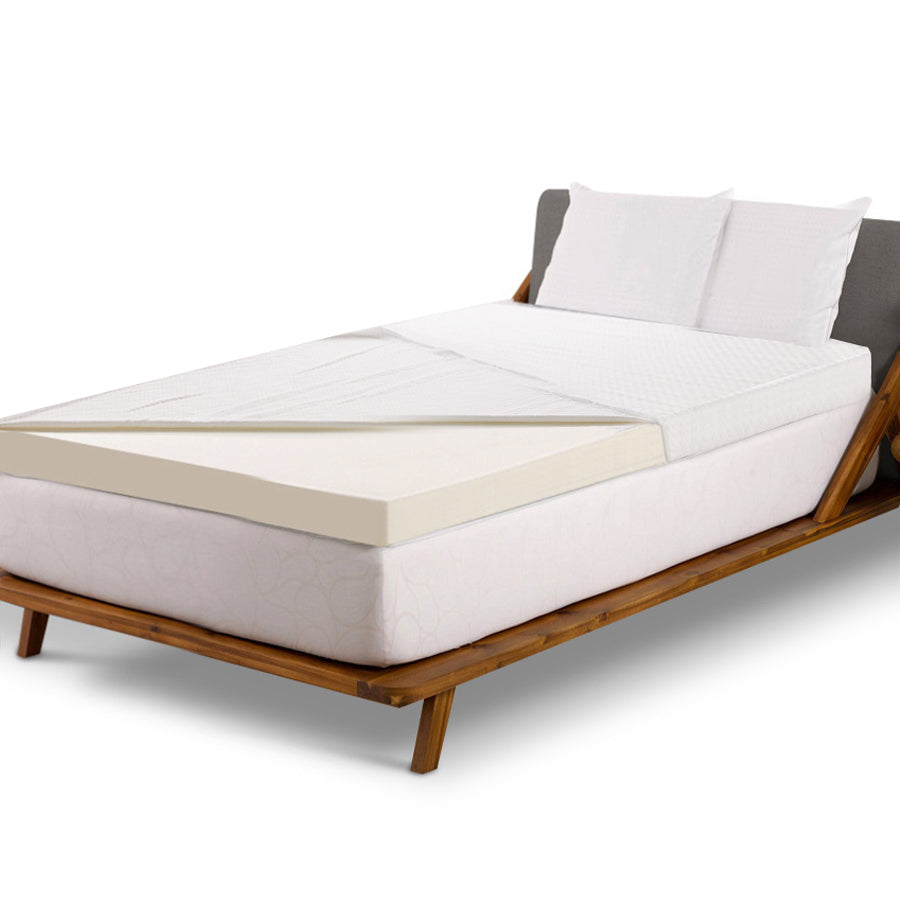 Giselle Bedding Memory Foam Mattress Topper with a removable cover, showcasing its 8cm thickness and luxurious design.