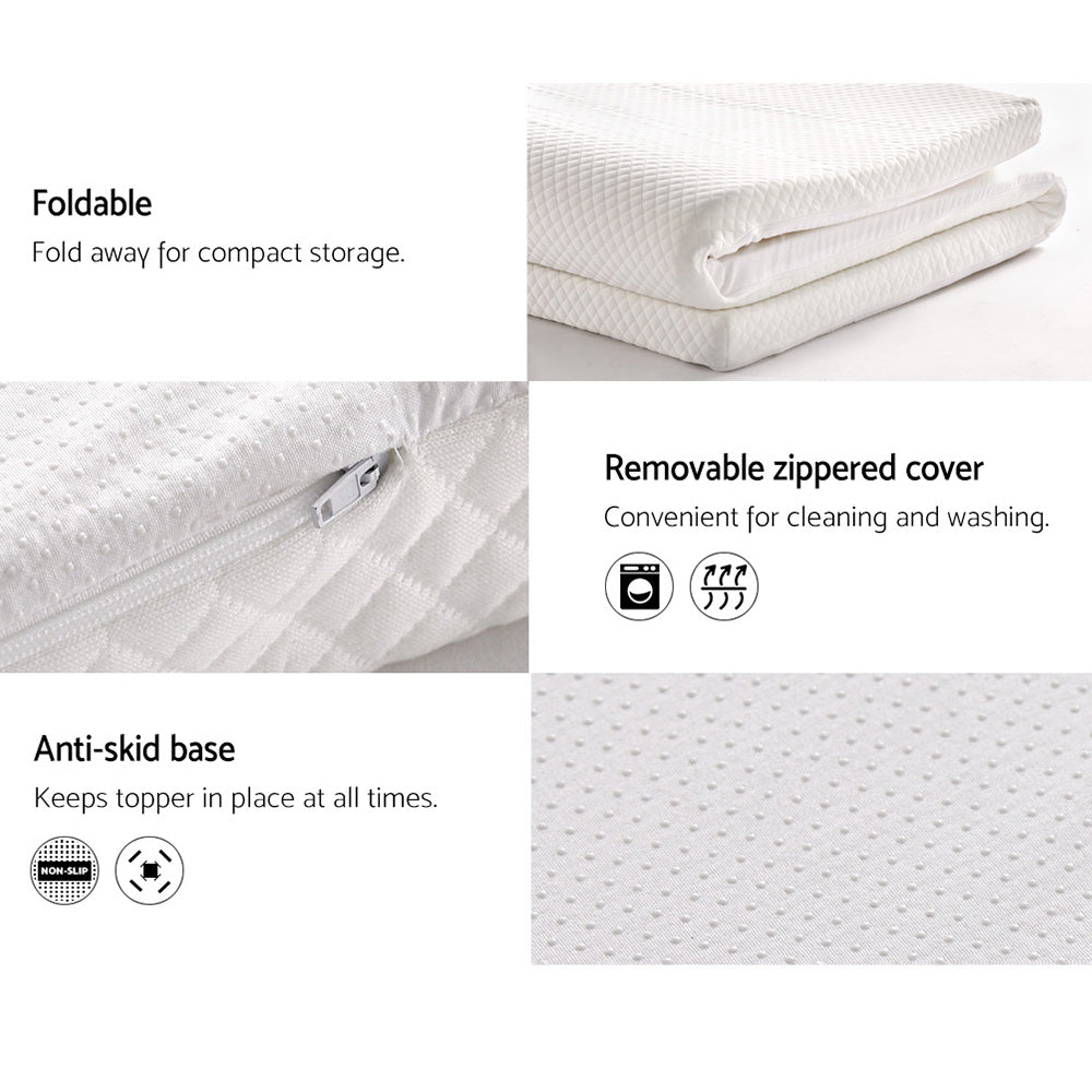 Giselle Bedding Memory Foam Mattress Topper with a removable cover, showcasing its 8cm thickness and luxurious design.