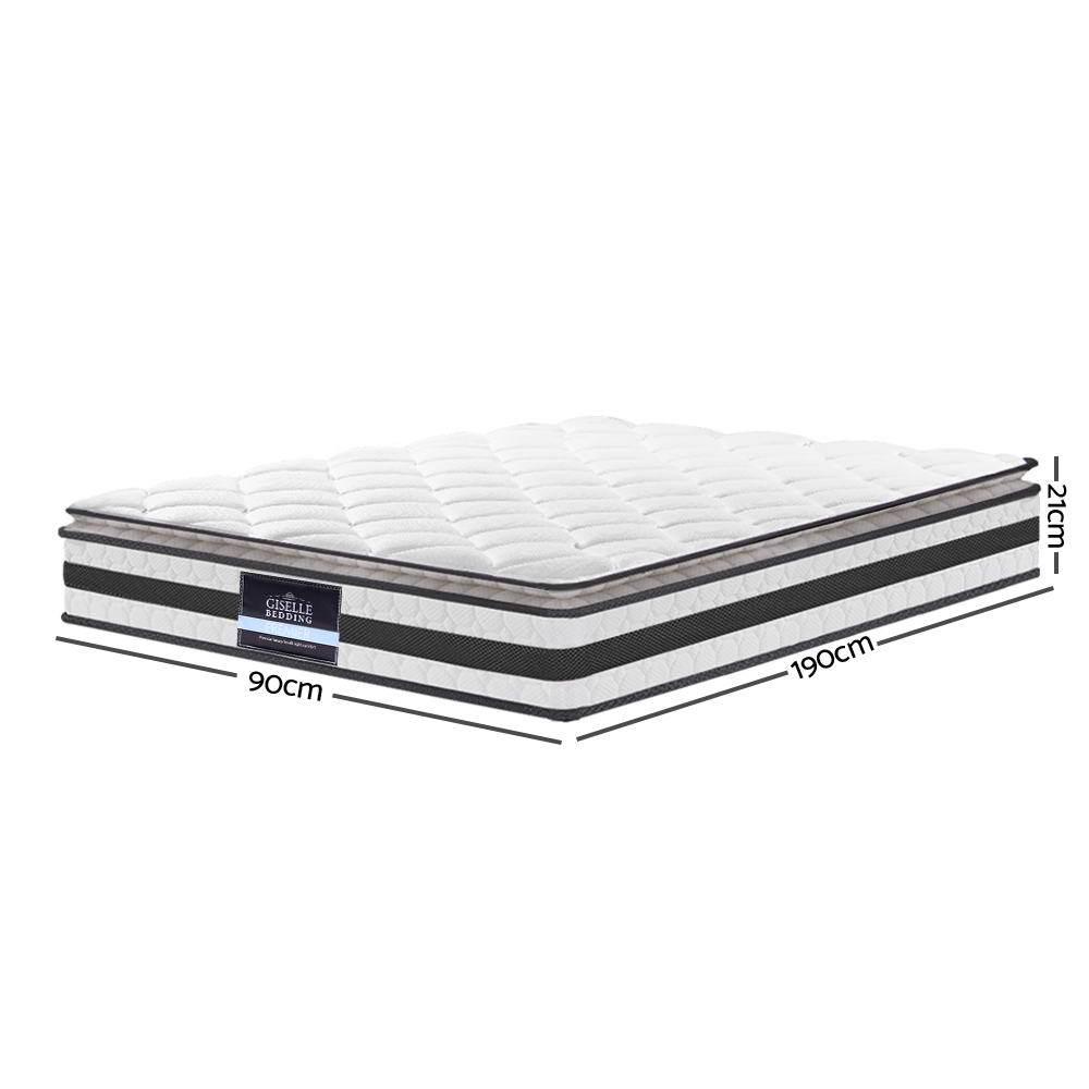 Giselle Bedding Normay Bonnell Spring Mattress, 21cm thick, featuring a plush pillow top and breathable fabric.