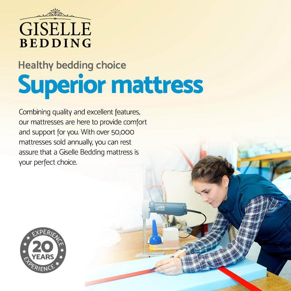 Giselle Bedding Normay Bonnell Spring Mattress, 21cm thick, featuring a plush pillow top and breathable fabric.