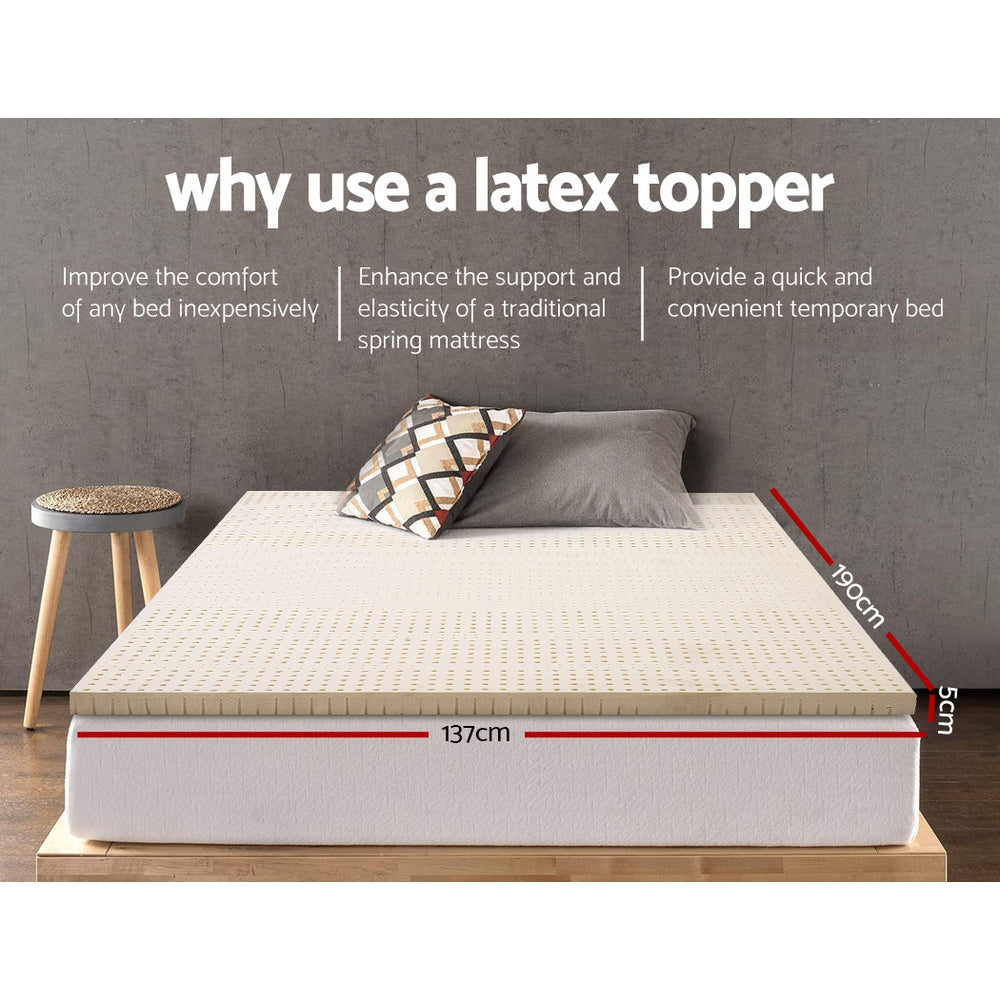 Giselle Bedding Pure Natural Latex Mattress Topper showcasing its 7-zone design and breathable honeycomb texture, perfect for enhanced comfort.