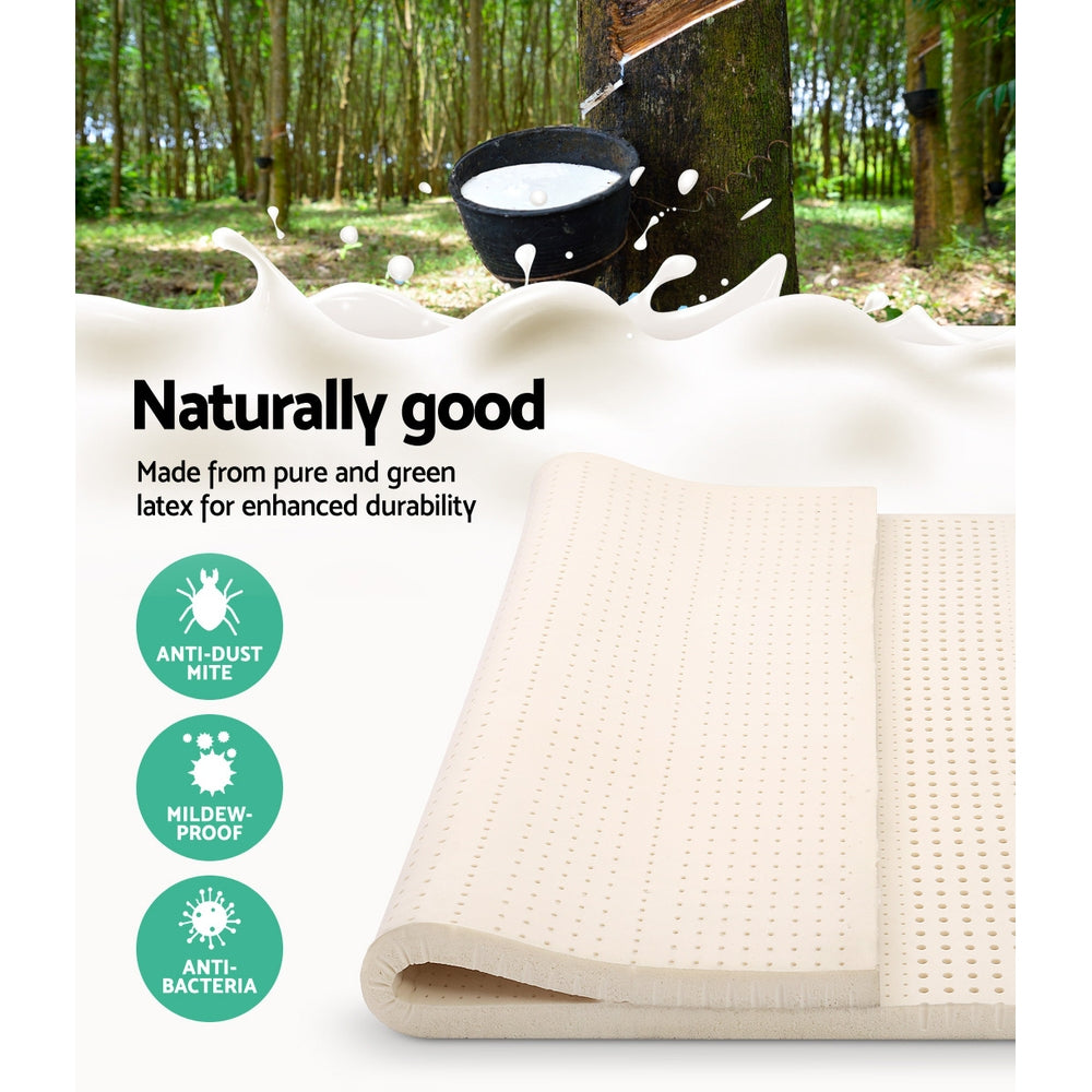 Giselle Bedding Pure Natural Latex Mattress Topper showcasing its 7-zone design and breathable honeycomb texture, perfect for enhanced comfort.