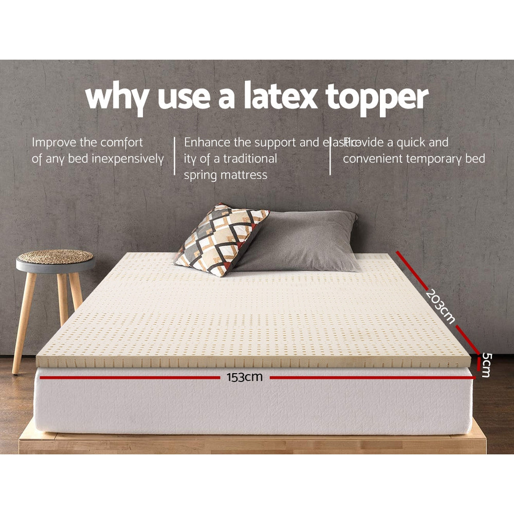 Giselle Bedding Pure Natural Latex Mattress Topper showcasing its 7-zone design and breathable honeycomb texture.