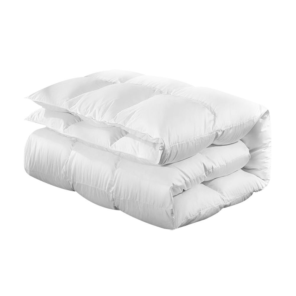 Giselle Bedding Queen Size 700GSM Goose Down Feather Quilt with a soft cotton cover, showcasing its baffle construction and luxurious filling.