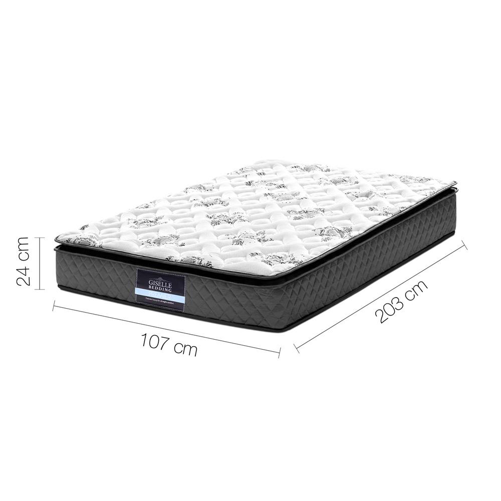 Giselle Bedding Rocco Bonnell Spring Mattress with pillow top, showcasing its luxurious design and 24cm thickness.