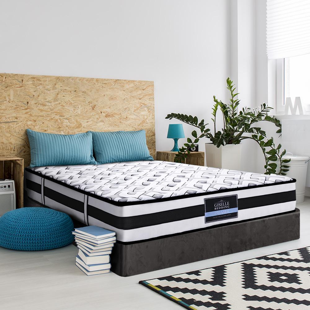 Giselle Bedding Rumba Tight Top Pocket Spring Mattress, 24cm thick, featuring plush Belgium knitted fabric and independent pocket spring system.