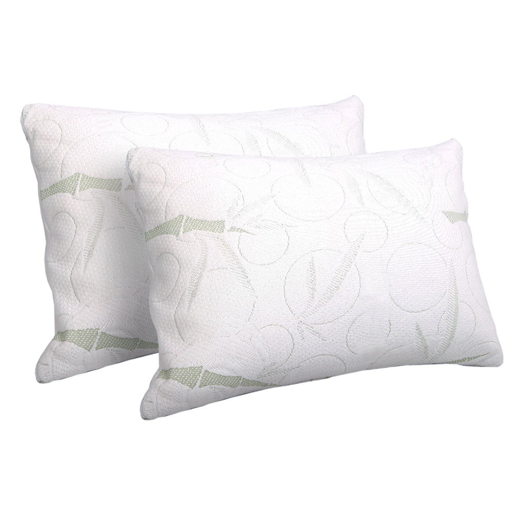 Giselle Bedding Set of 2 Bamboo Pillows with shredded memory foam, showcasing the soft bamboo fabric cover and ergonomic design.