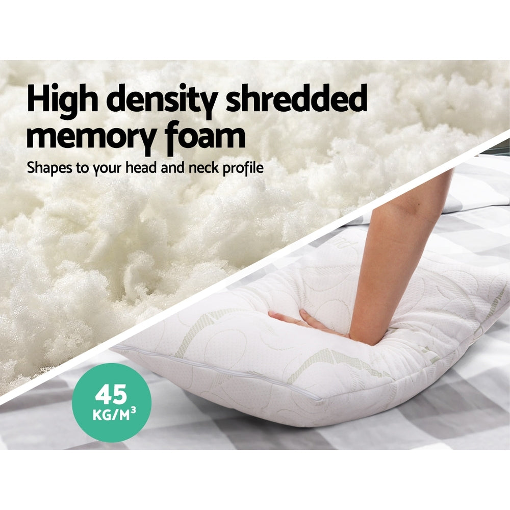 Giselle Bedding Set of 2 Bamboo Pillows with shredded memory foam, showcasing the soft bamboo fabric cover and ergonomic design.