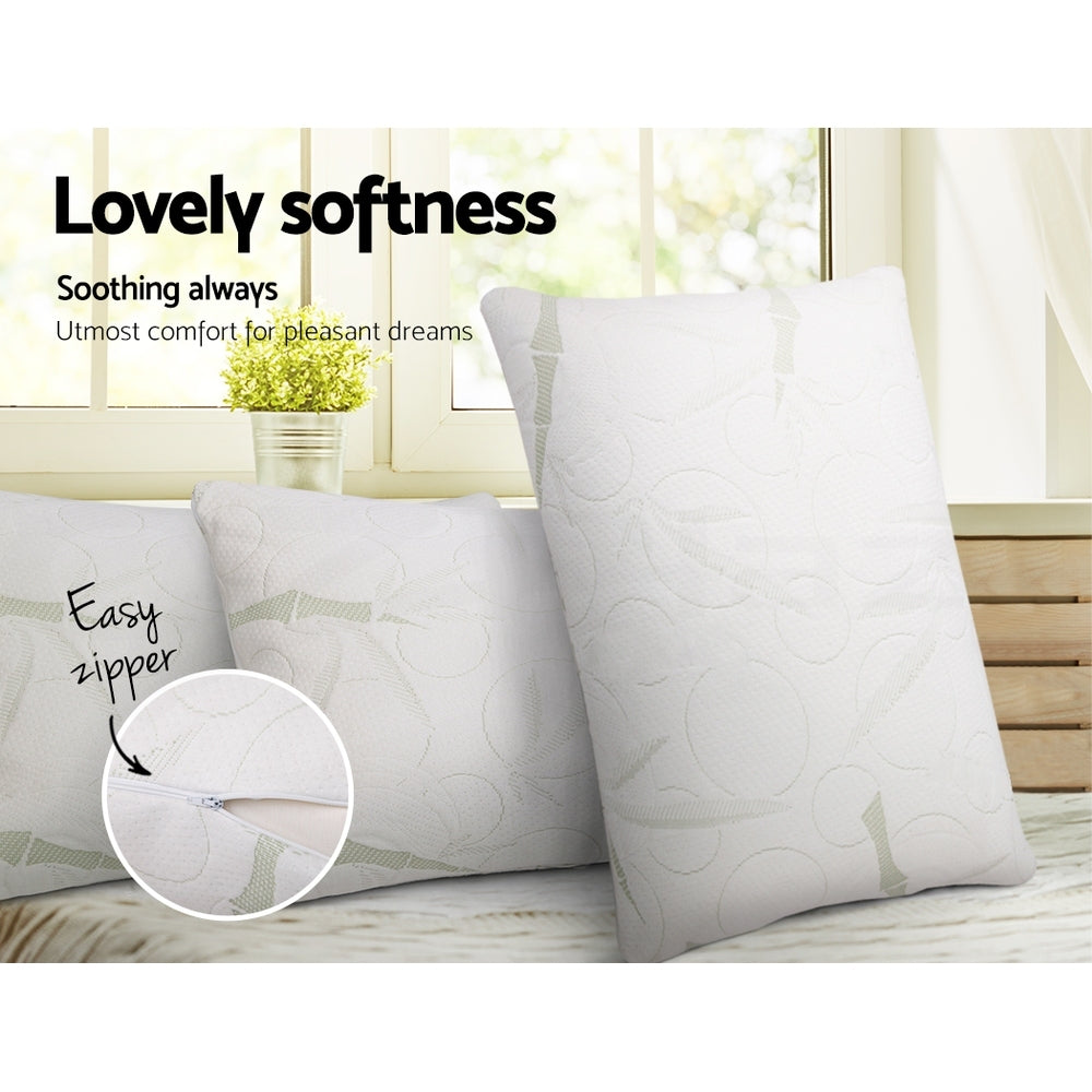 Giselle Bedding Set of 2 Bamboo Pillows with shredded memory foam, showcasing the soft bamboo fabric cover and ergonomic design.