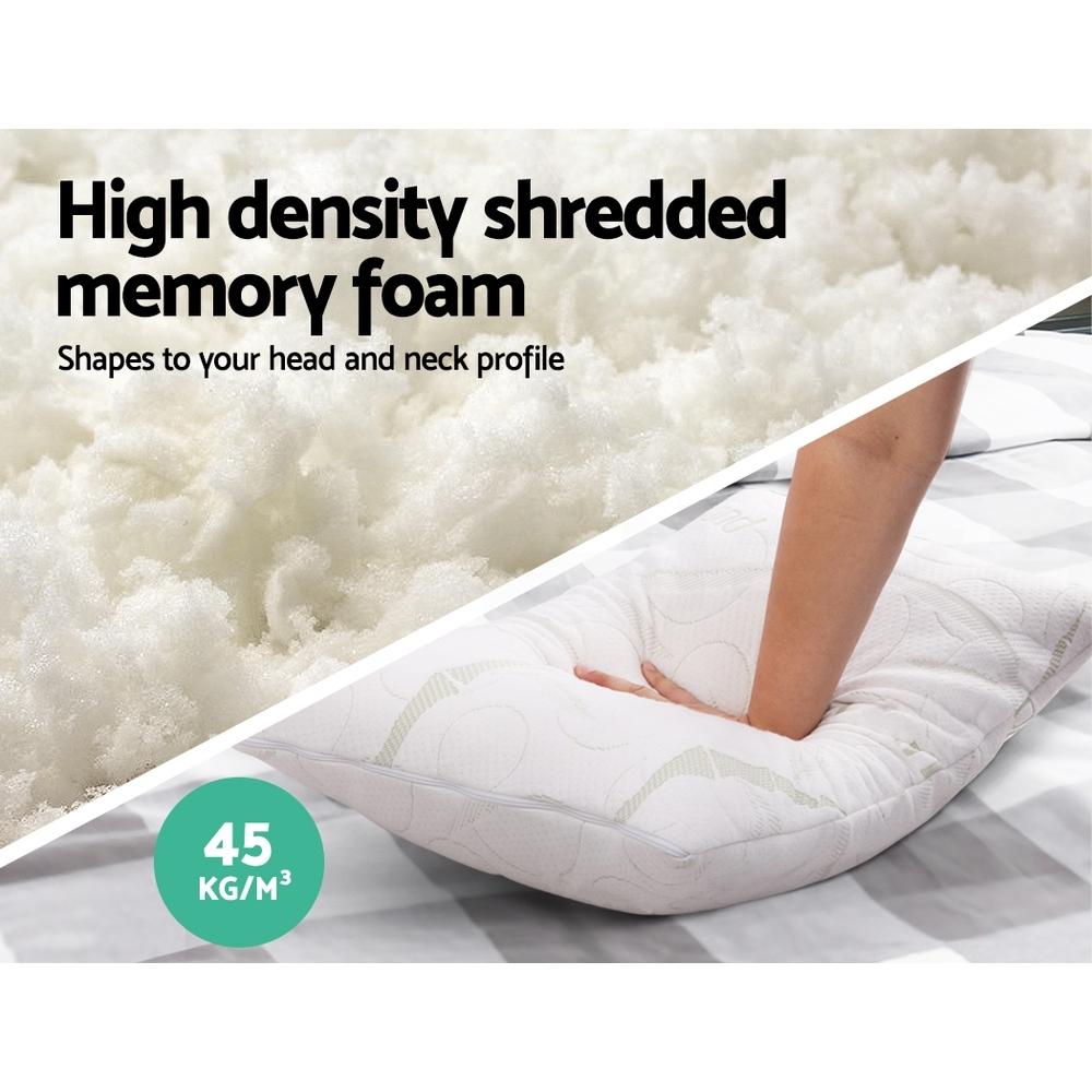 Giselle Bedding Set of 2 Bamboo Pillows featuring shredded memory foam, showcasing the soft bamboo fabric cover and ergonomic design.