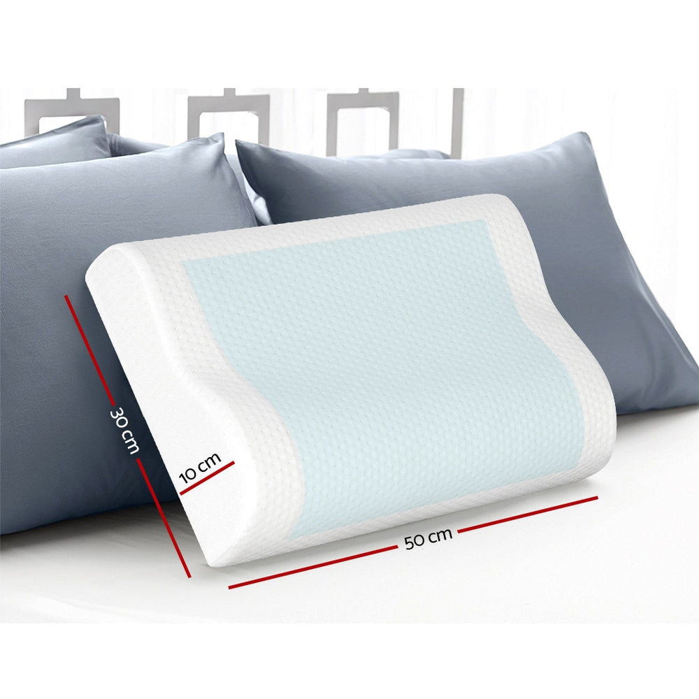 Giselle Bedding Set of 2 Cool Gel Memory Foam Pillows with contour shape and removable cover.