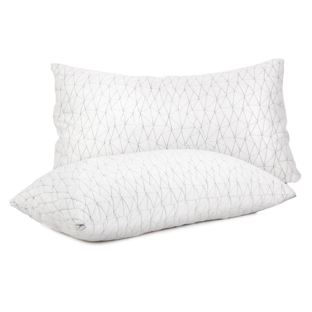 Giselle Bedding Set of 2 Rayon King Memory Foam Pillows featuring a soft rayon cover and shredded memory foam filling for ultimate comfort.