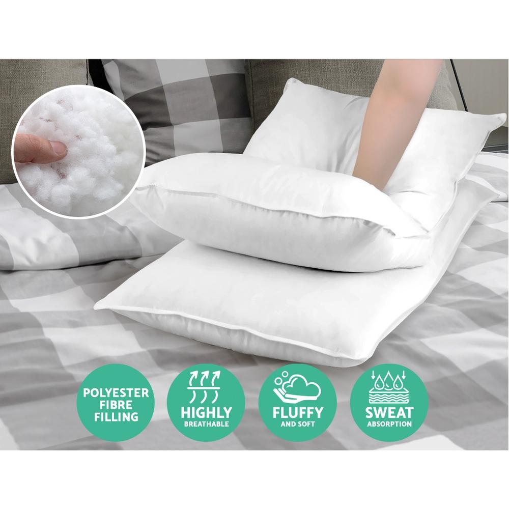 Giselle Bedding Set of 4 Medium and Firm Cotton Pillows, featuring 2 medium and 2 firm pillows with a soft cotton cover.