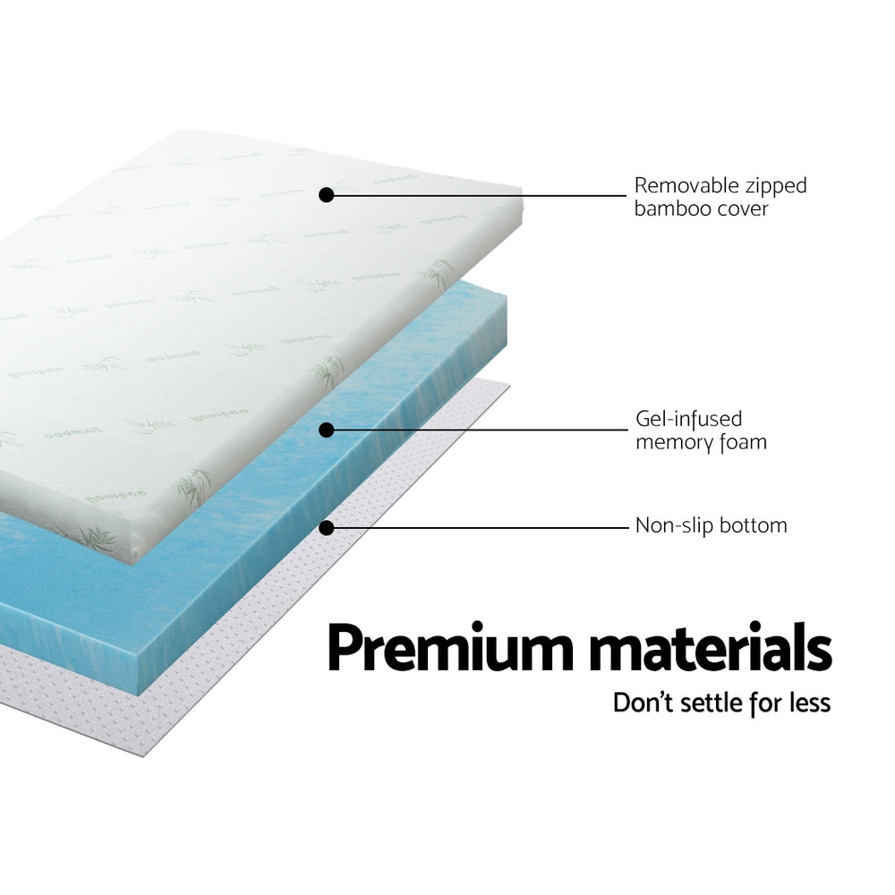 Giselle Cool Gel Memory Foam Topper with Bamboo Cover, showcasing its plush design and eco-friendly materials.