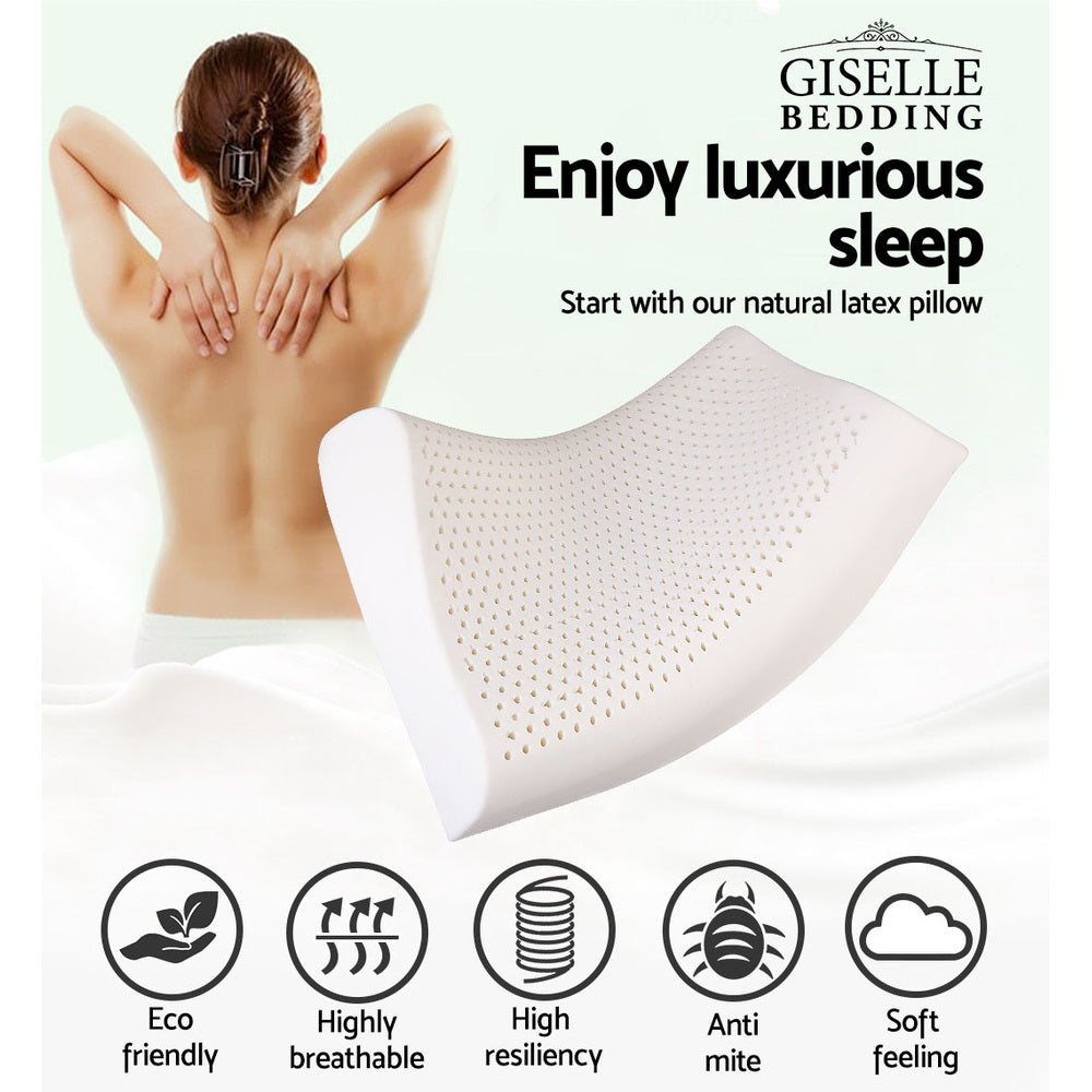 Giselle Latex Pillow set of 2, featuring contour design and natural latex material for optimal support and comfort.