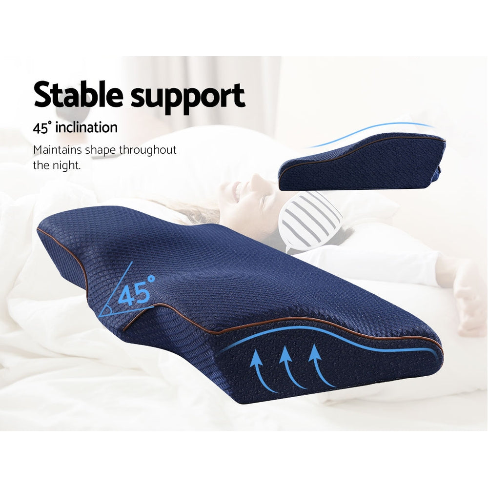 Giselle Memory Foam Neck Pillow with butterfly shape design, providing neck and shoulder support for a comfortable sleep.