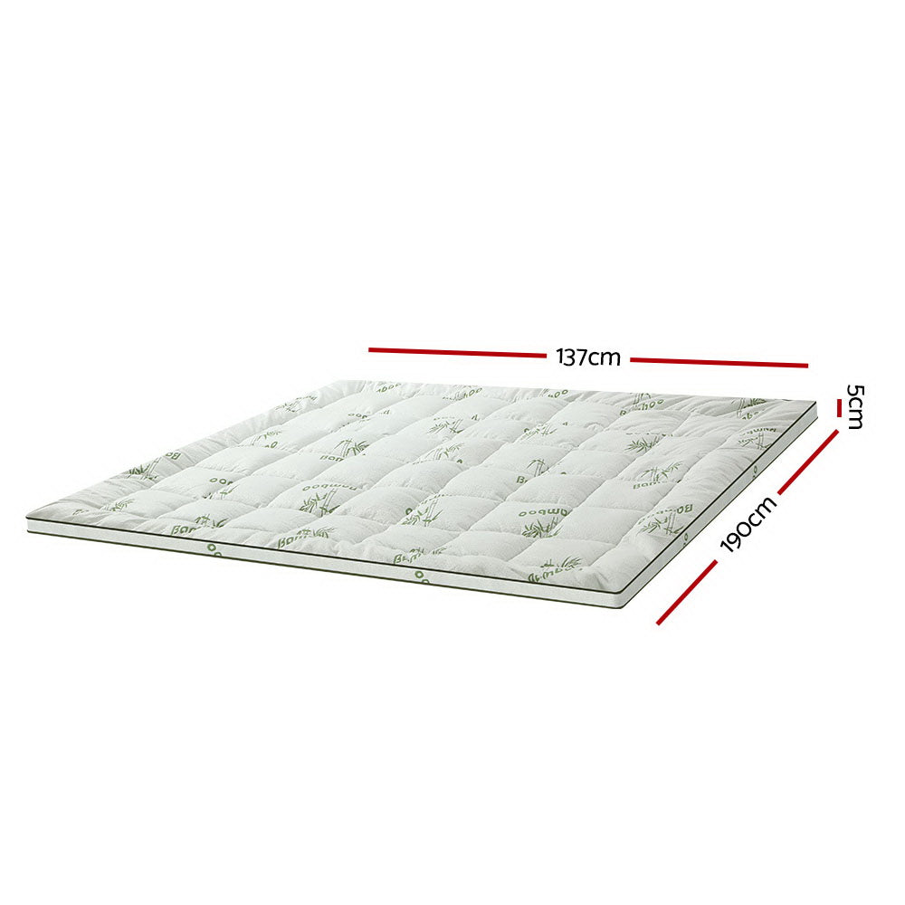 Giselle Pillowtop Mattress Topper featuring bamboo fabric and plush filling, designed for comfort and support.