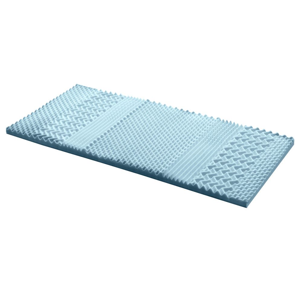 Giselle SINGLE 5cm Cool Gel 7-ZONE Memory Foam Topper showcasing its breathable fabric and contoured design.