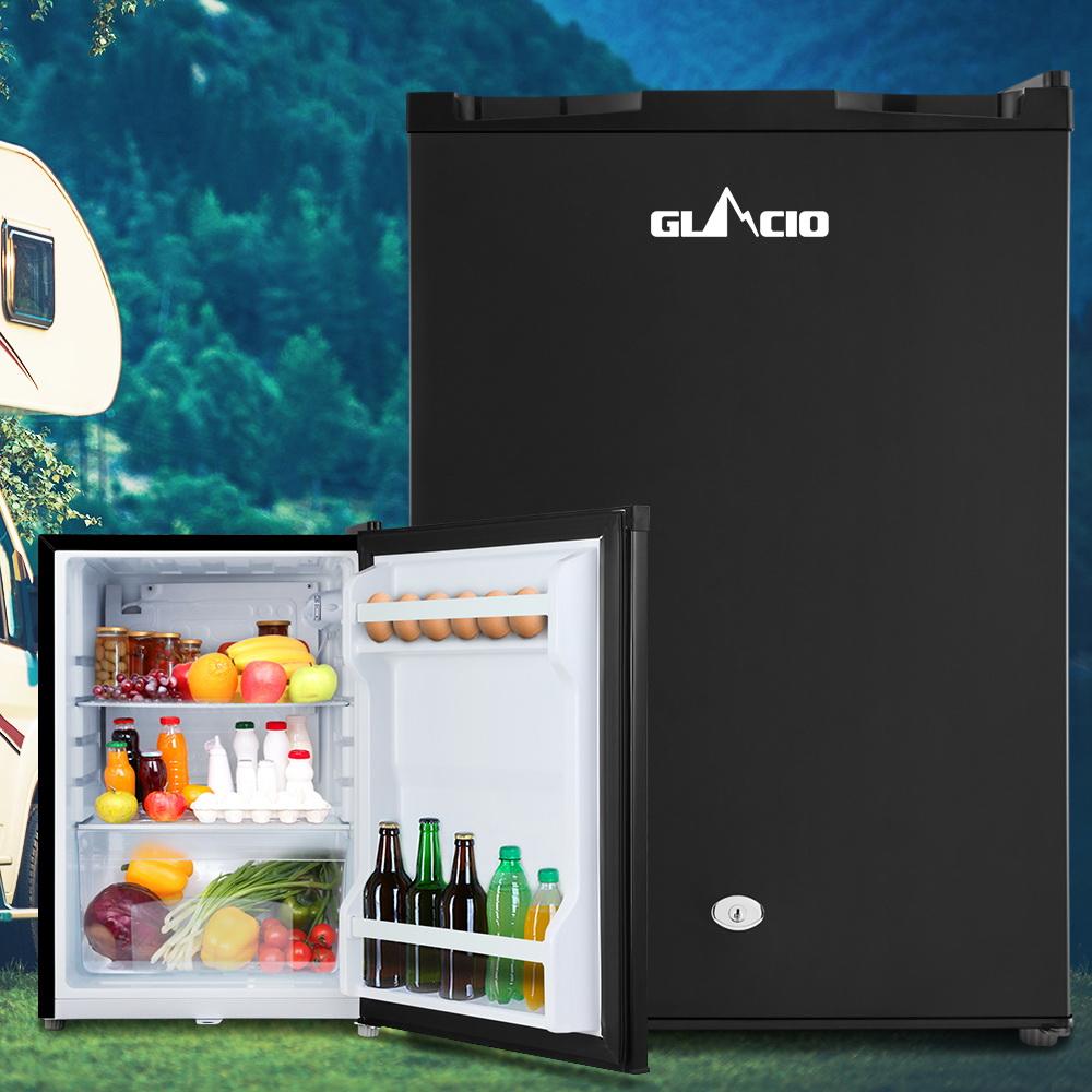 Glacio Camping 80L Portable Fridge Cooler with adjustable temperature control and multiple power options, ideal for camping and road trips.