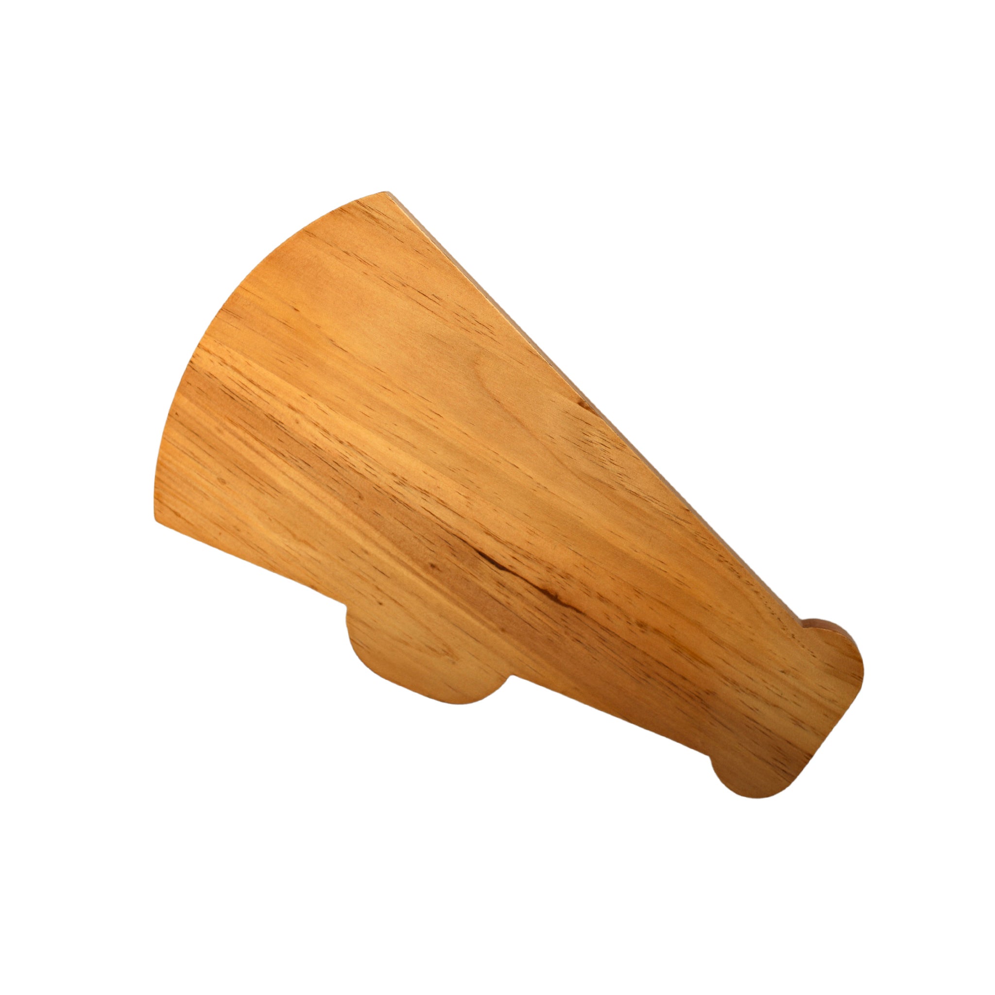 Go Team Megaphone Wood Board, a sports-themed bamboo charcuterie board, measuring 9.25" x 16", perfect for game day gatherings.