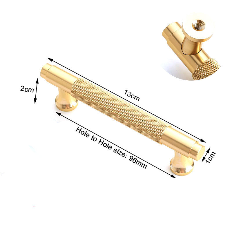 Elegant gold T-bar cabinet handle made of stainless steel, showcasing a modern design suitable for kitchen cabinets.