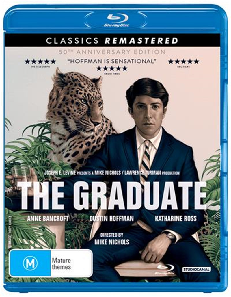 The Graduate 50th Anniversary Edition Blu-ray cover featuring iconic imagery from the film.