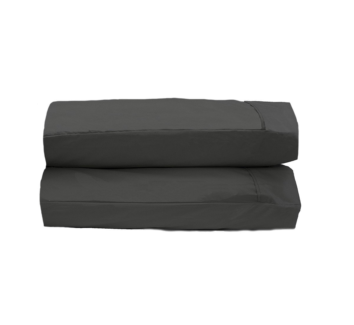 Set of two gray pillowcases made from soft brushed microfiber, available in standard and king sizes.