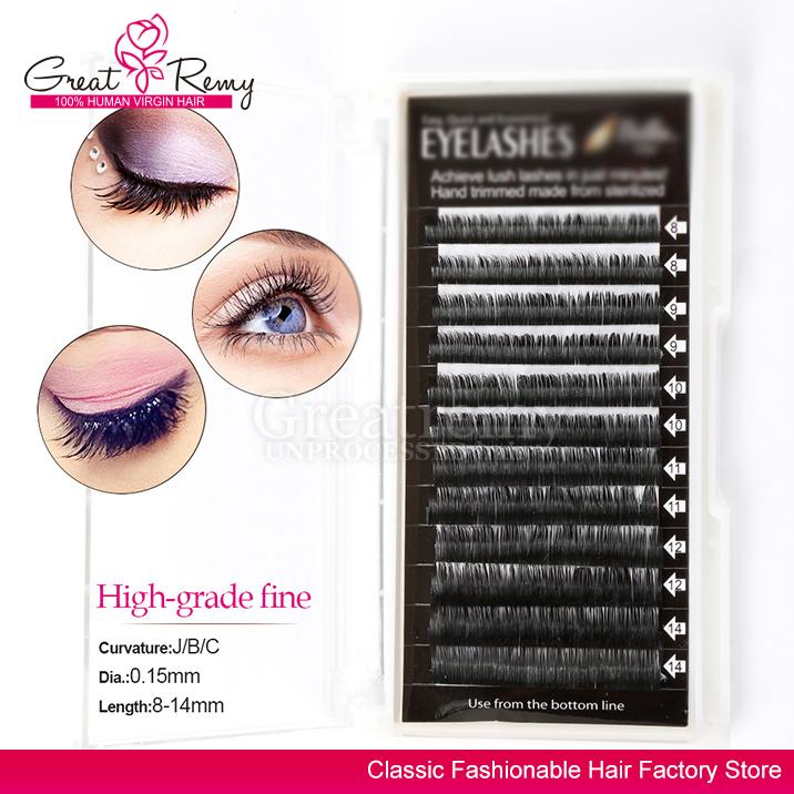 Eyelash extensions in various lengths.