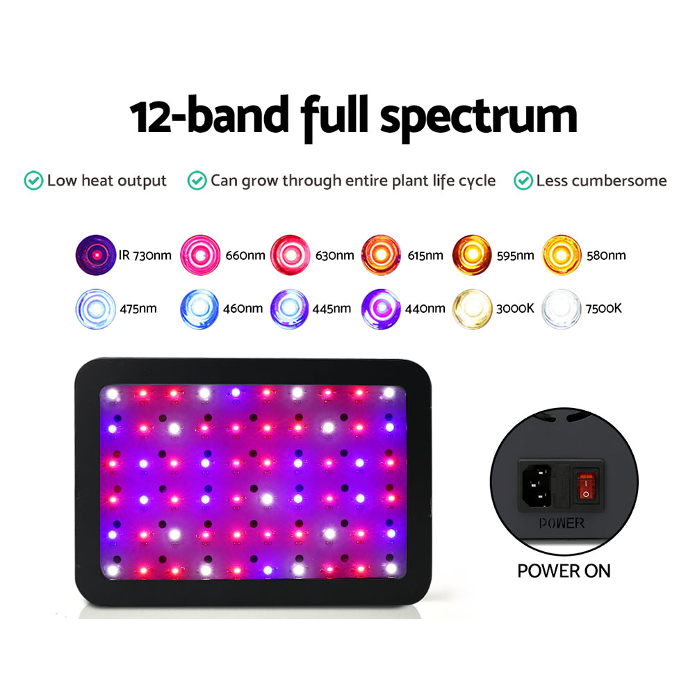 Greenfingers 600W LED Grow Light Full Spectrum with multiple LEDs for optimal plant growth indoors.