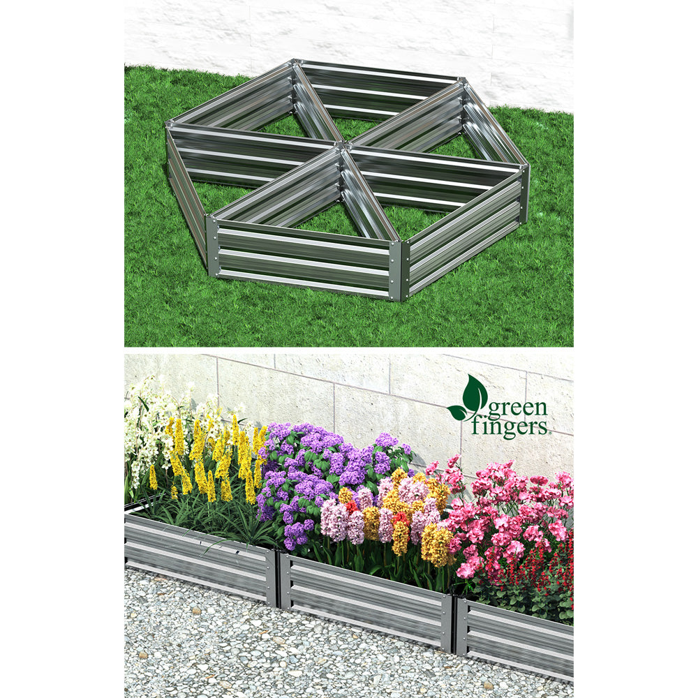 Greenfingers Galvanised Steel Raised Planter for growing vegetables, featuring rounded edges and a durable design.