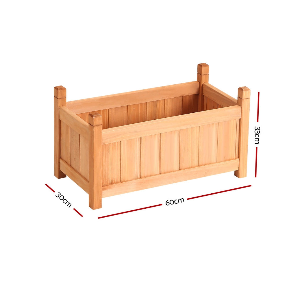 Greenfingers Garden Bed Raised Wooden Planter Box made of Fir wood, showcasing its sturdy construction and elegant design, perfect for growing vegetables.