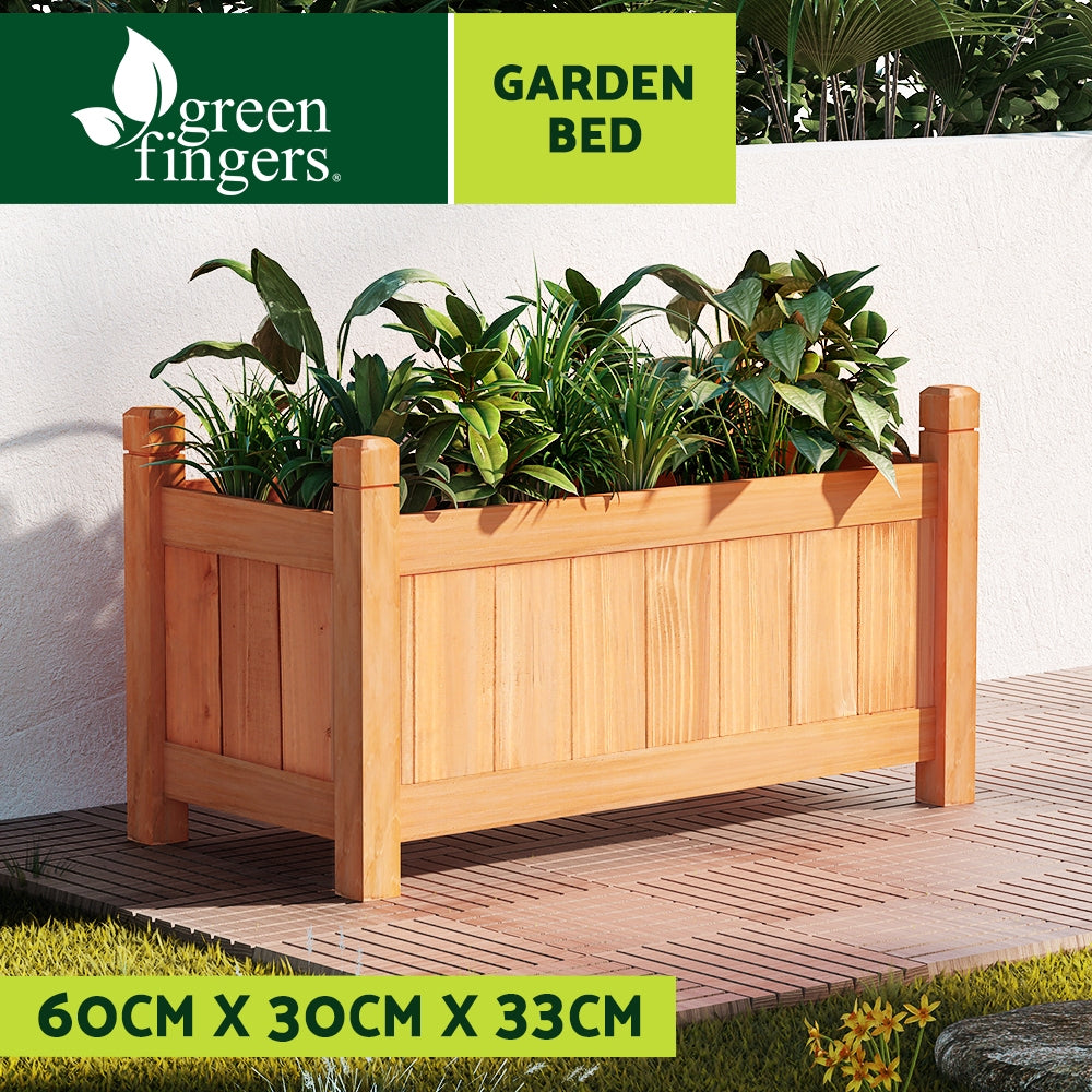 Greenfingers Garden Bed Raised Wooden Planter Box made of Fir wood, showcasing its sturdy construction and elegant design, perfect for growing vegetables.