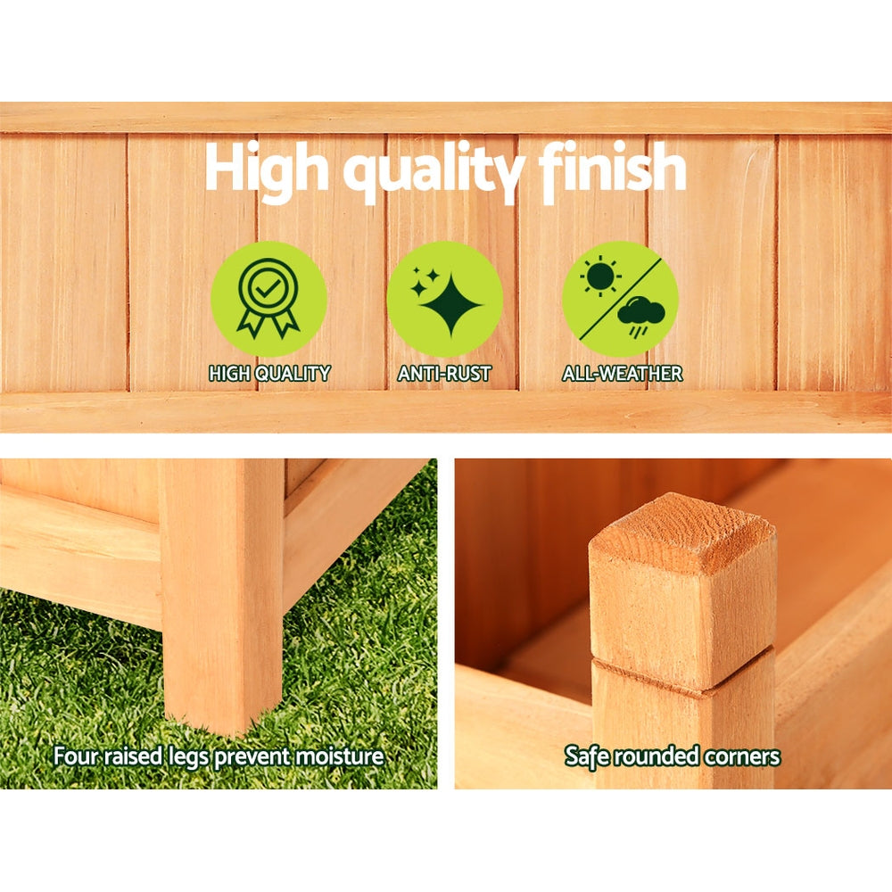 Greenfingers Garden Bed Raised Wooden Planter Box made of Fir wood, showcasing its sturdy construction and elegant design, perfect for growing vegetables.