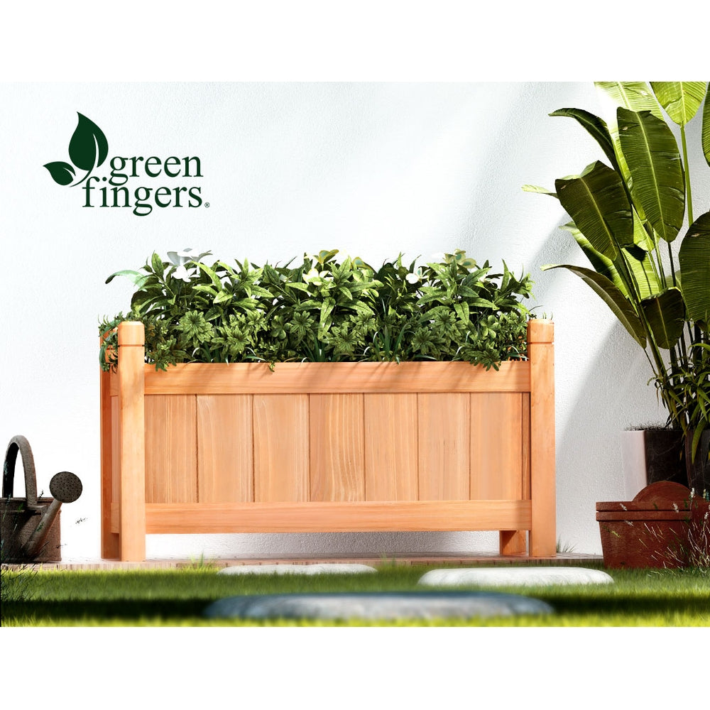 Greenfingers Garden Bed Raised Wooden Planter Box made of Fir wood, showcasing its sturdy construction and elegant design, perfect for growing vegetables.