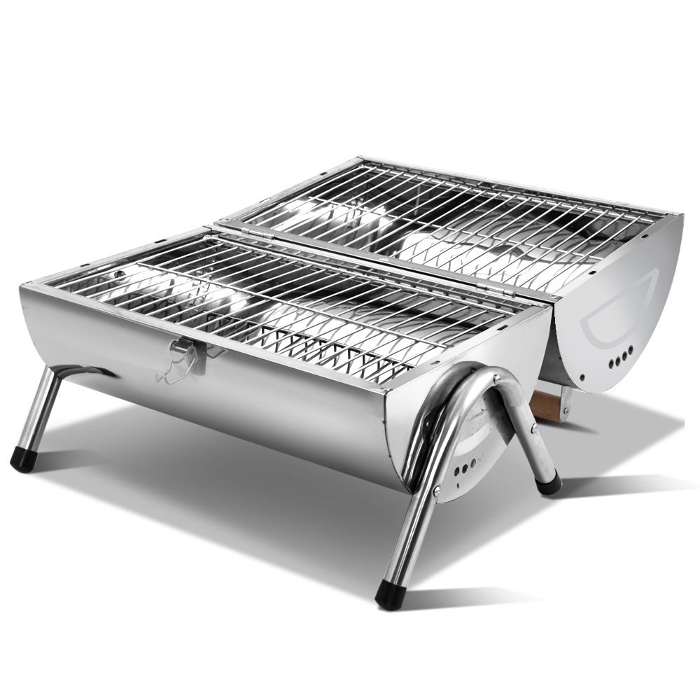 Grillz Portable BBQ Drill, a compact and lightweight charcoal barbeque smoker designed for outdoor cooking.