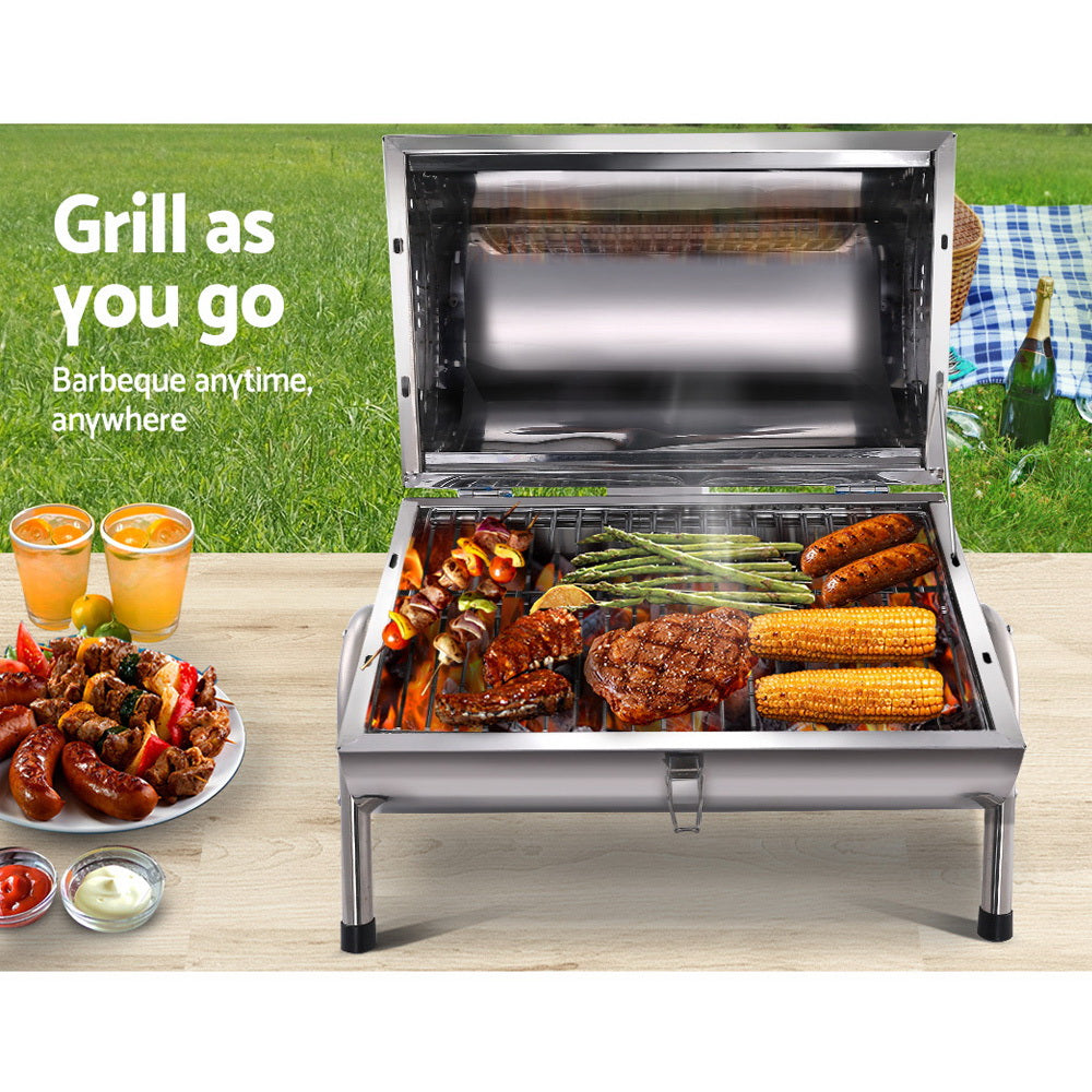 Grillz Portable BBQ Drill, a compact and lightweight charcoal barbeque smoker designed for outdoor cooking.