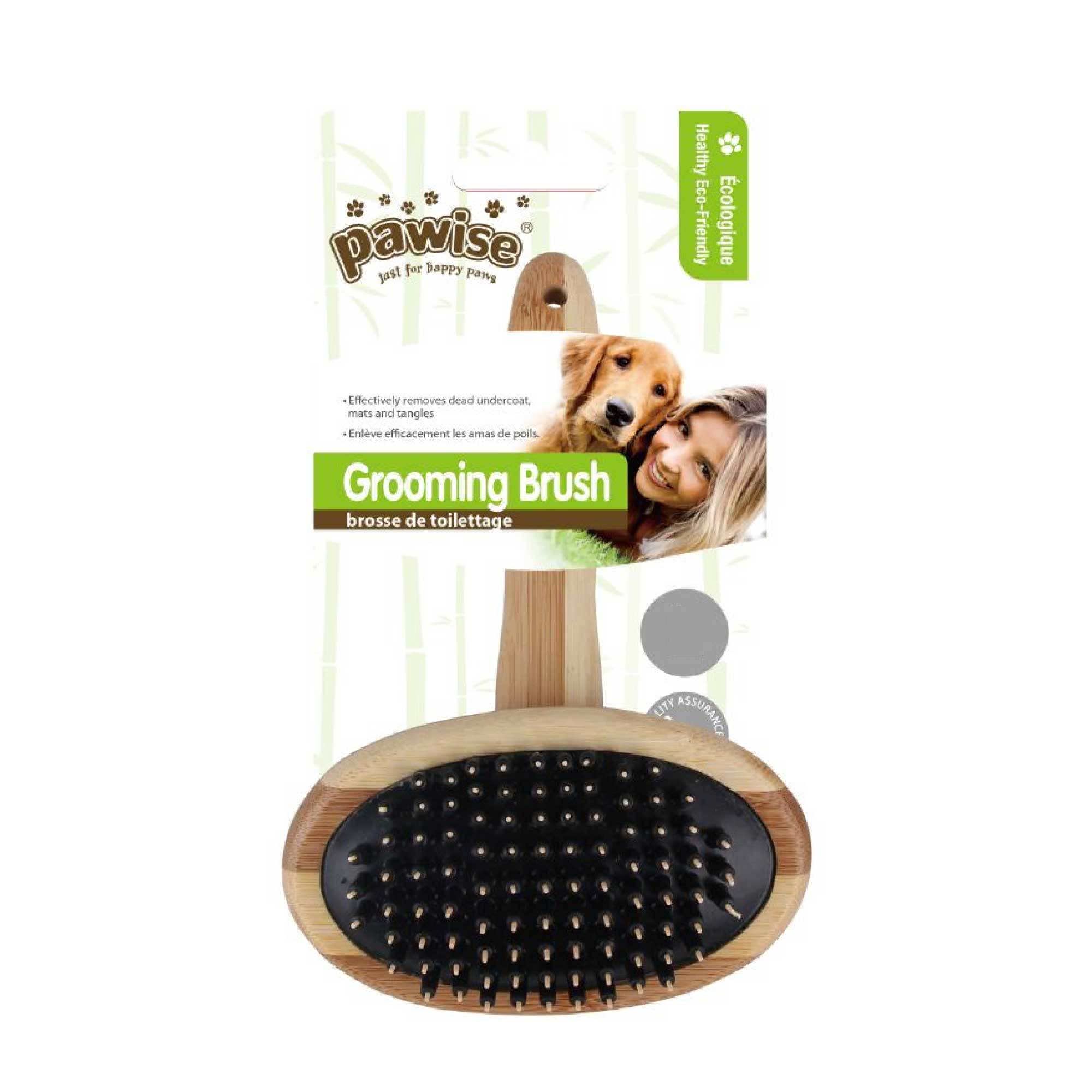 Pawise Grooming Brush for medium dogs and cats, featuring a sustainable bamboo handle and soft bristles for gentle grooming.