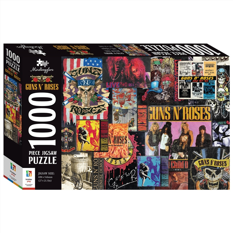 Guns N' Roses 1000 piece jigsaw puzzle featuring vibrant artwork of the iconic rock band.