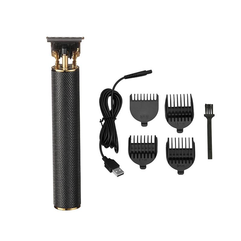 Professional 0mm rechargeable hair trimmer with stainless steel blades and ergonomic design, perfect for barbers.