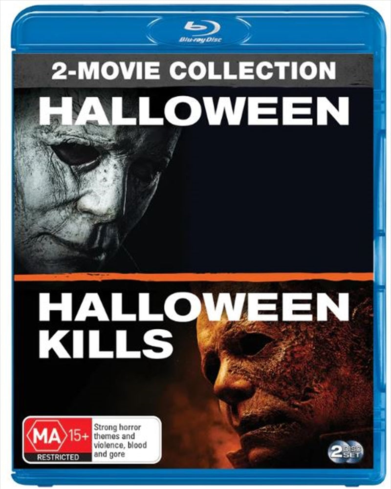 Halloween / Halloween Kills Double Pack Blu-ray featuring Jamie Lee Curtis and Michael Myers.