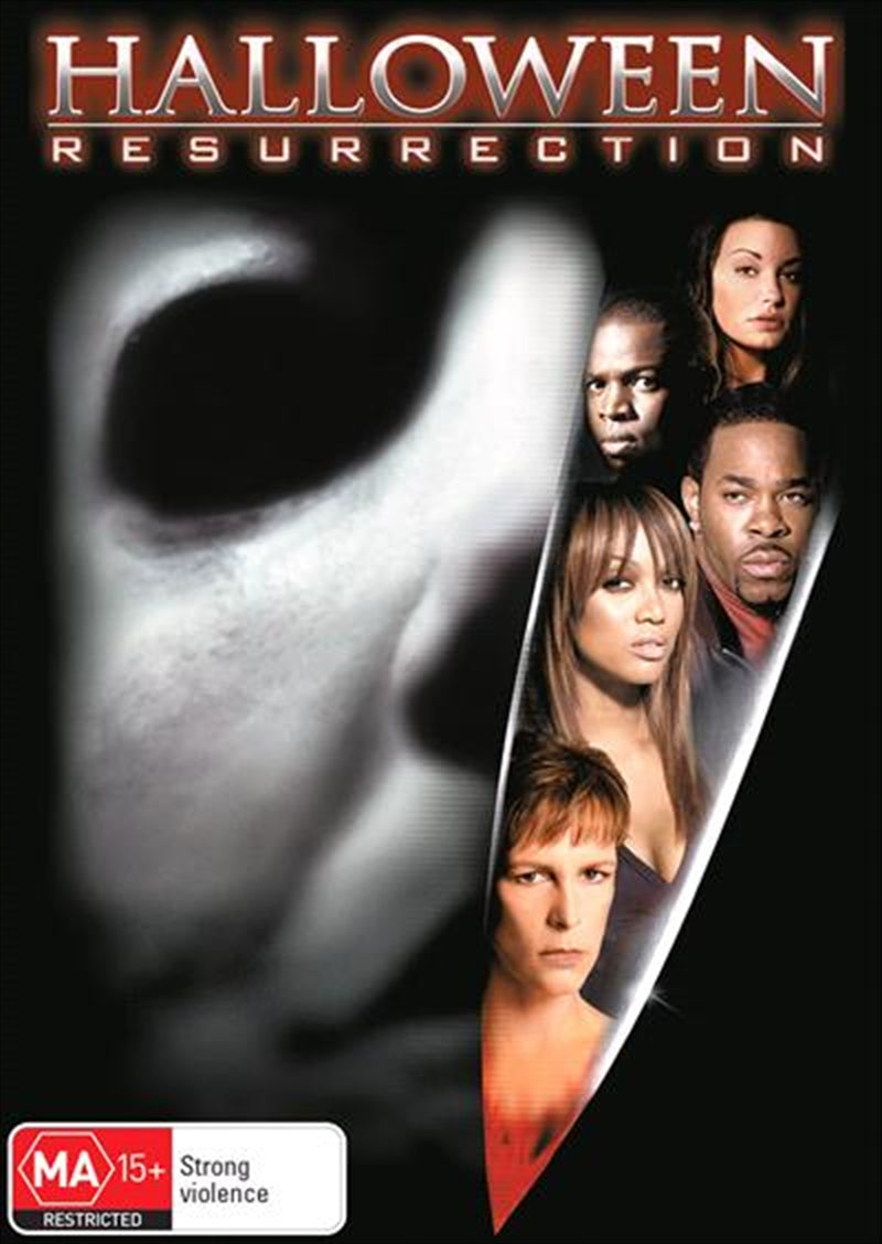 Halloween - Resurrection DVD cover featuring Michael Myers and a spooky atmosphere.