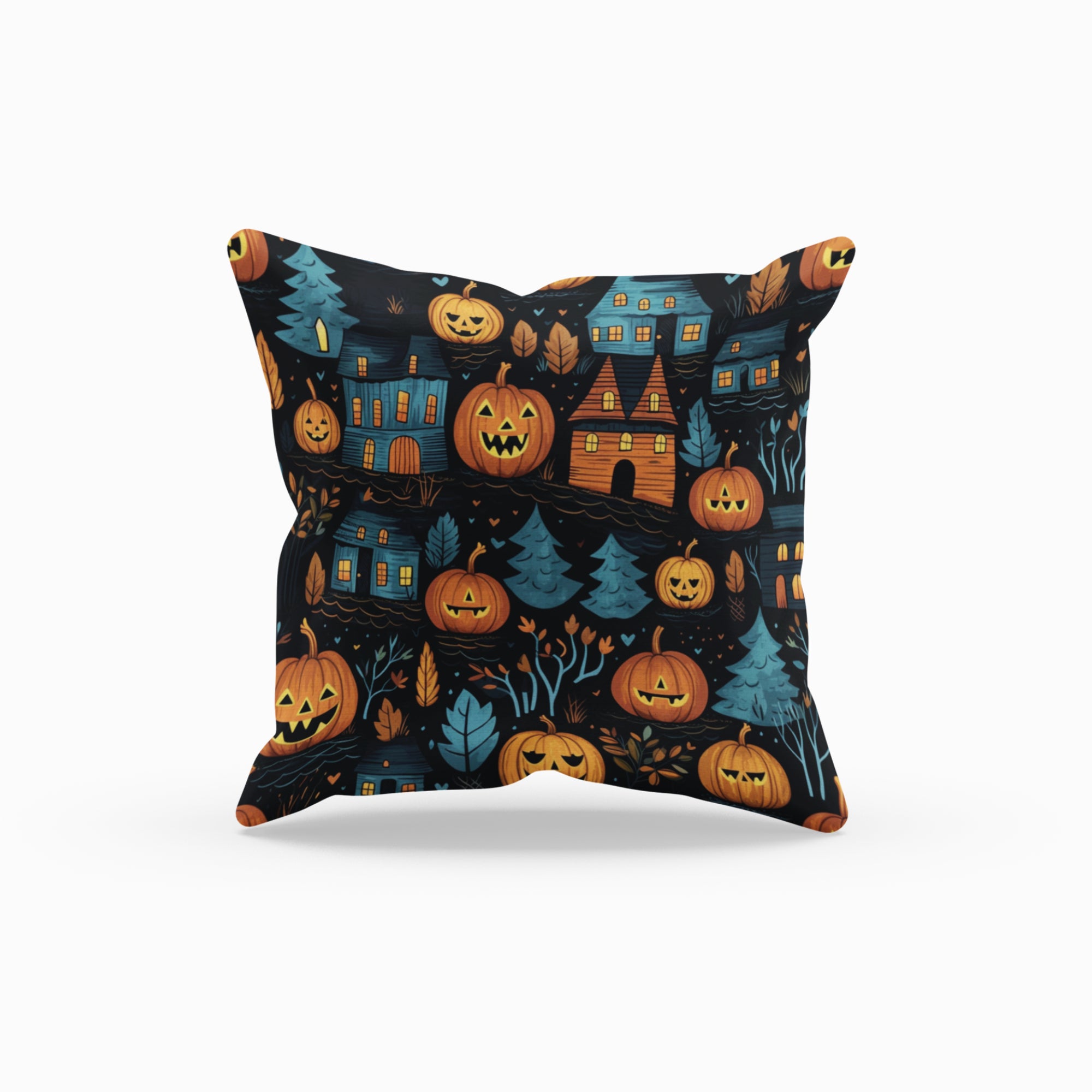 Halloween Throw Pillow featuring vibrant seasonal designs, made from durable fabric, perfect for fall home decor.