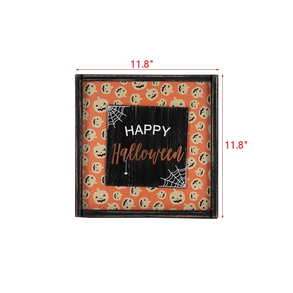 A cheerful Halloween wood wall sign featuring a happy pumpkin design with an orange bottom, perfect for festive decorations.