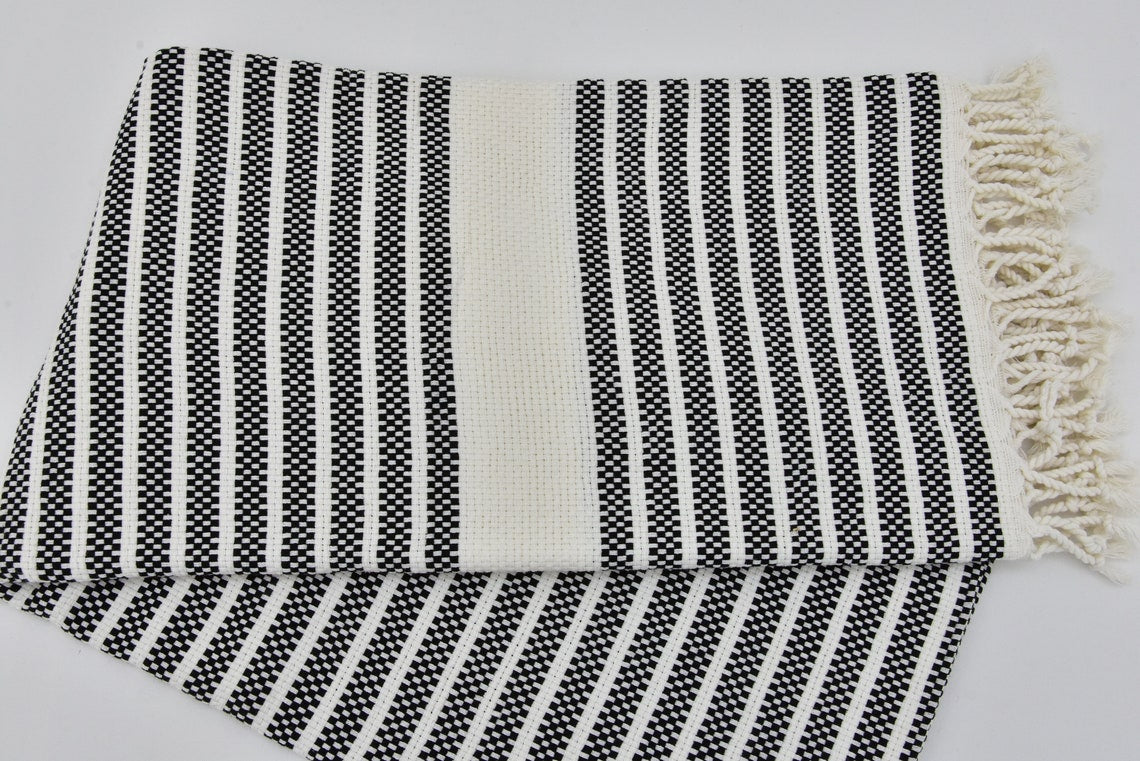 A beautifully designed Hammam towel made from 100% Turkish cotton, featuring a classic herringbone pattern, perfect for beach, yoga, and home use.